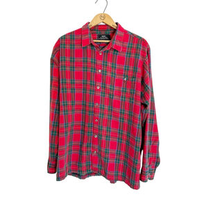 70’s Sears Men’s Store Distressed Cotton Flannel Button down, Red, Blue & Green